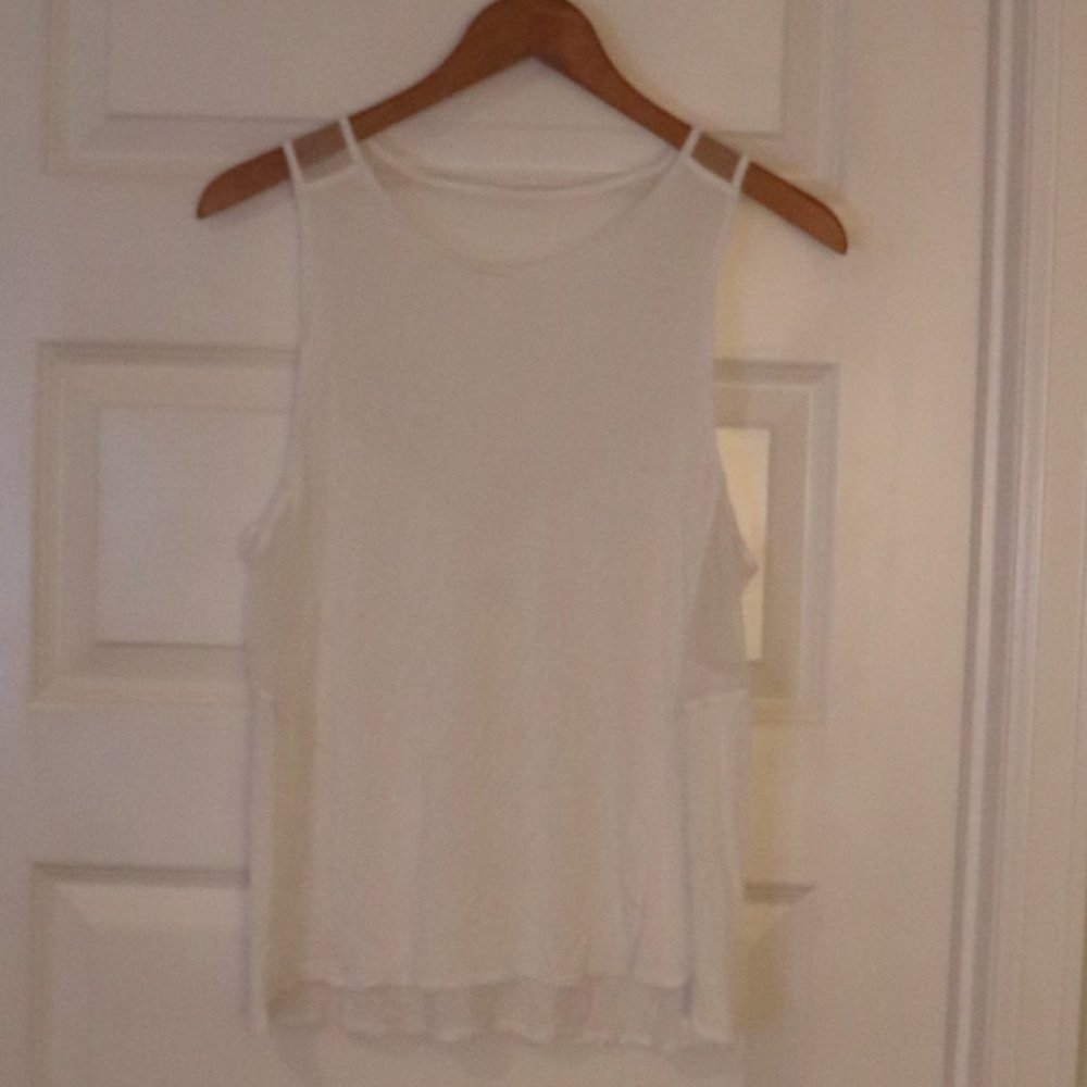 Alo Mesh Back Tank- White- Size Small